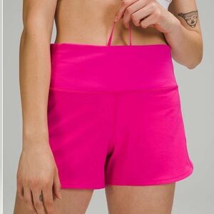 Pink high-rise and 4 inch Lululemon speed ups